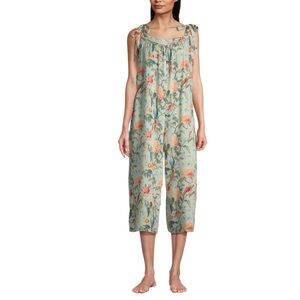 World Market Alayna Aqua Floral And Bird Pajama Jumpsuit With Pockets🌺🌺